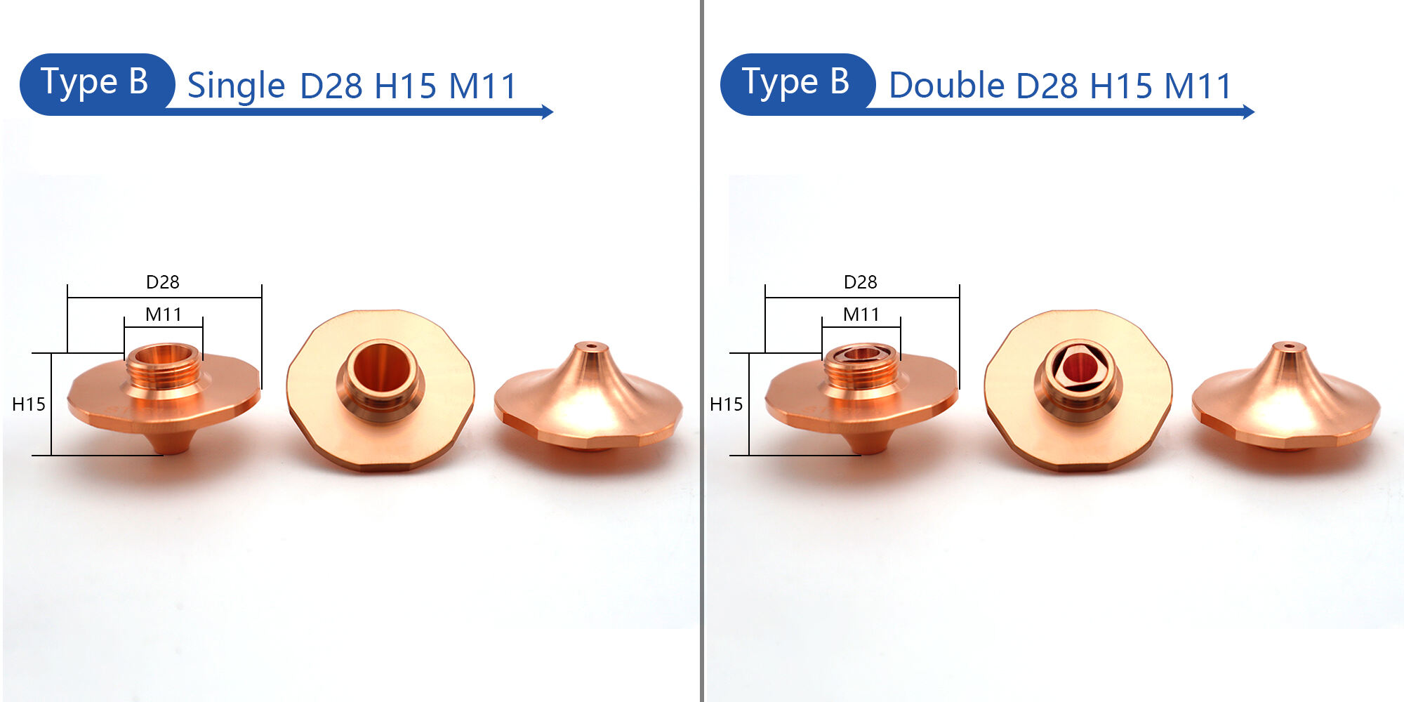 Sell Well in Turkey D28 D32 Single Layer double layer Laser Nozzles for Precitec Raytools CNC Fiber Laser Head Cutting Nozzle manufacture