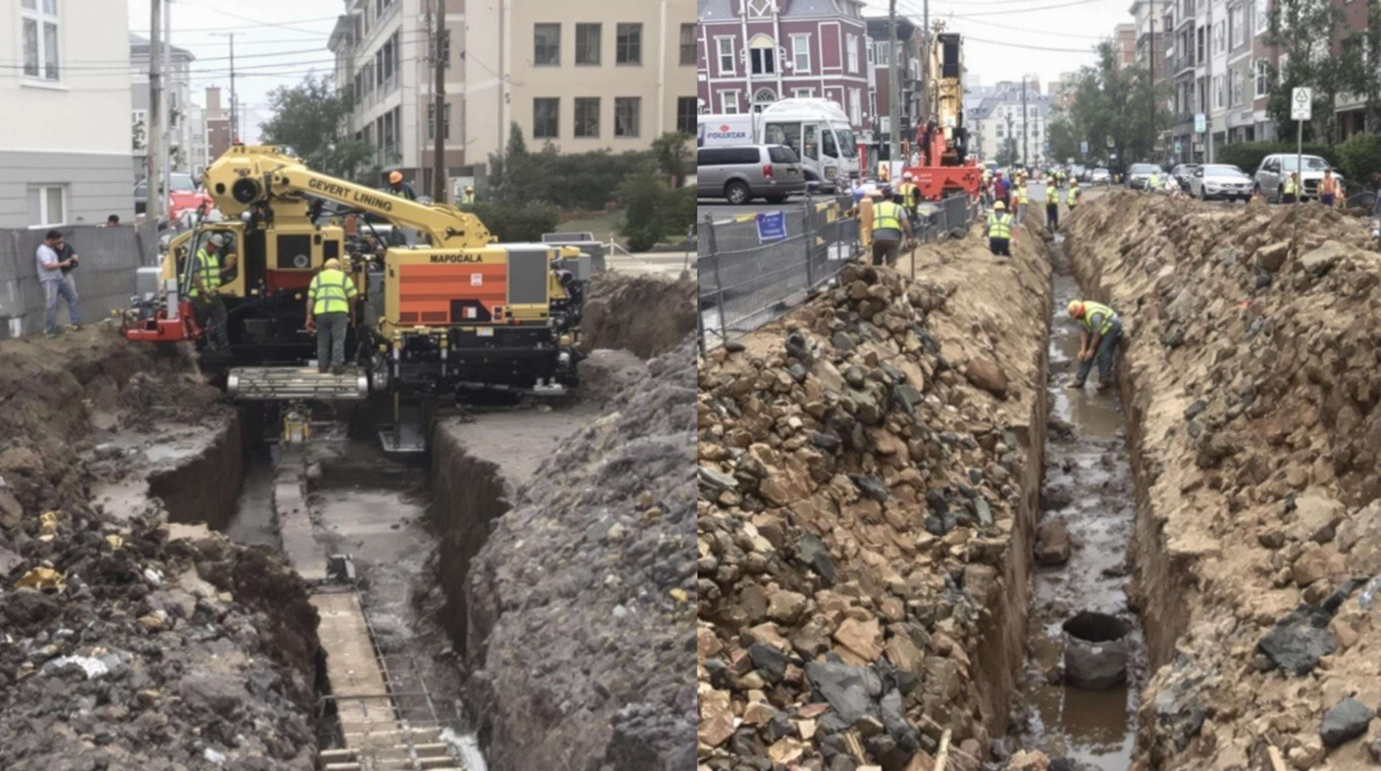 Comparison of automated ditch lining machine with fewer operators versus traditional hand trenching by a larger crew