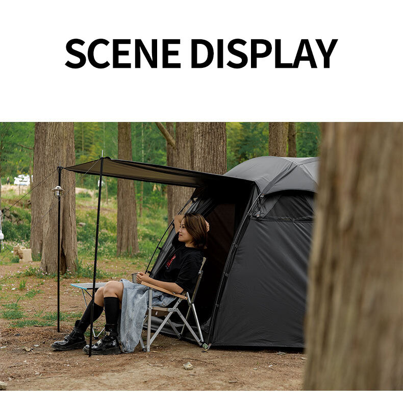 product outdoor 210t anti tear seams dome ball tent waterproof windproof hiking beach layer black out camping clamping tent black tent-14