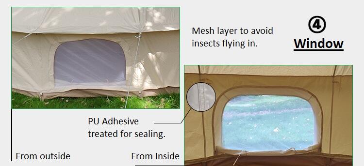 Outdoor Large Yurt Bell Tent 5m 6m Glamping Luxury 4-season Waterproof Cotton Canvas Bell Tent factory