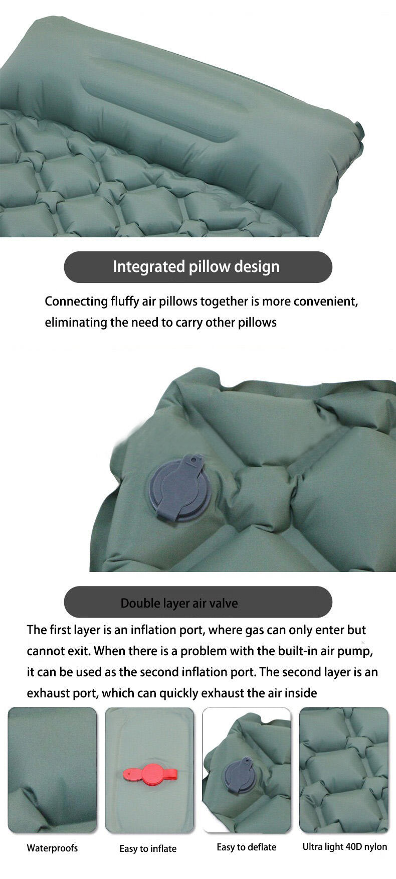 Ultra-Light Compact TPU Inflatable Camping Sleeping Pad with Built-in Foot Pump Modern Design Outdoor Air Mattress manufacture