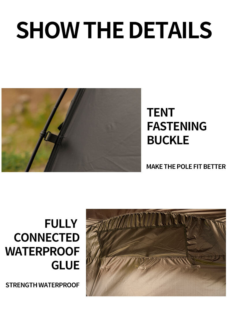 product outdoor 210t anti tear seams dome ball tent waterproof windproof hiking beach layer black out camping clamping tent black tent-10