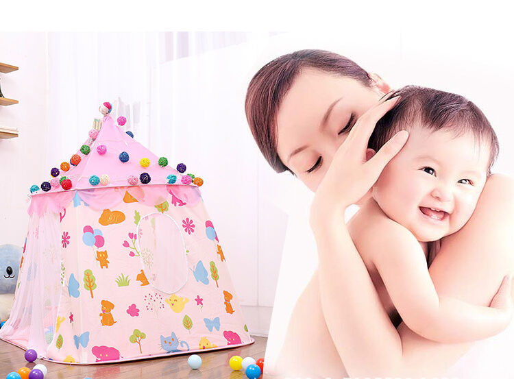 product indoor and outdoor use foldable children hexagon dream tent bed for kid play castle yurt playhouse cartoon cute-4