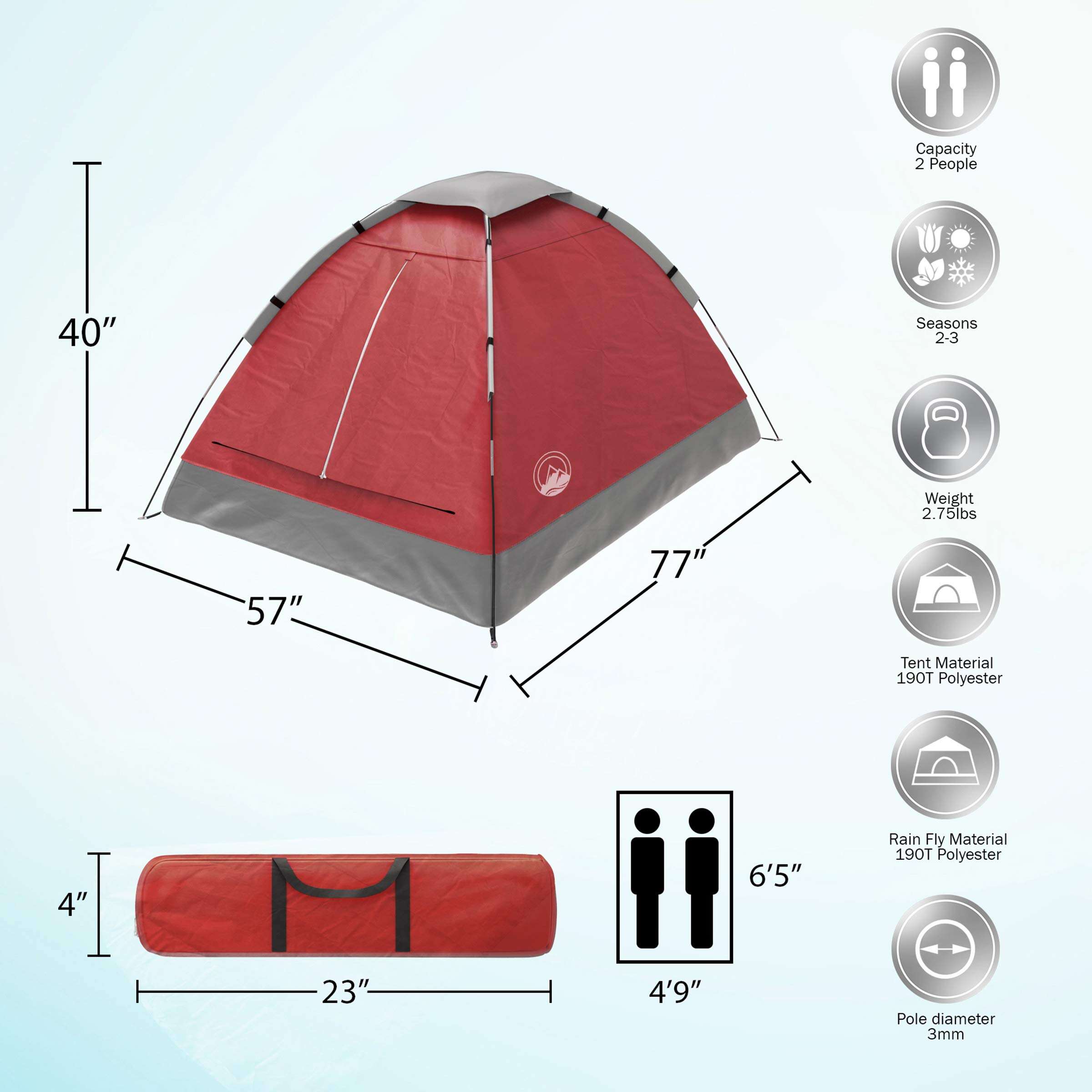 2-Person Lightweight Dome Tent for Camping Hiking Backpacking Beach Camping-Family Outdoor Tent details