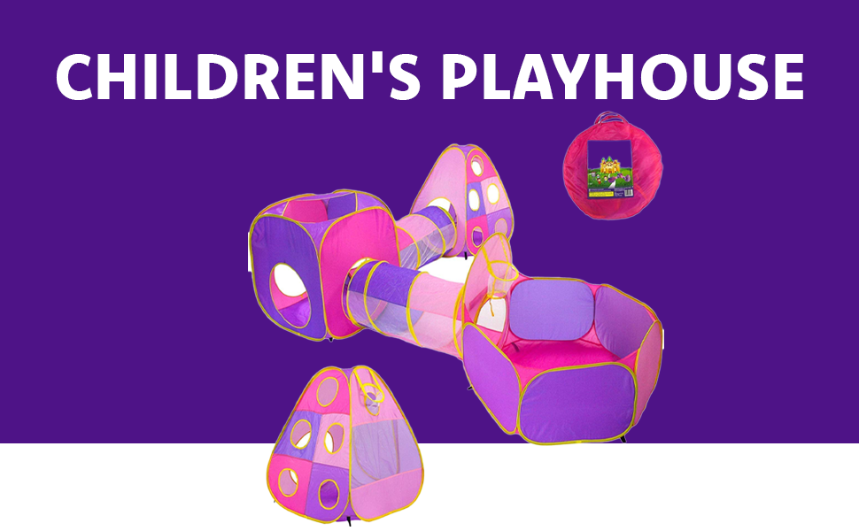 product playhouse popup tent canopy girls boys castle hide n side 5pc kids ball pit tents and tunnels play tunnel tent for children-3