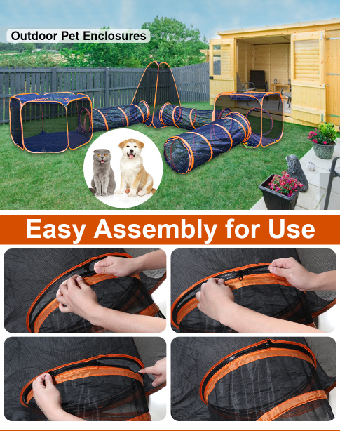 product factory wholesale custom 4 in 1 6 in 1 outdoor pet playpen cat enclosures house tent with tunnels cat tent portable pet tent-3