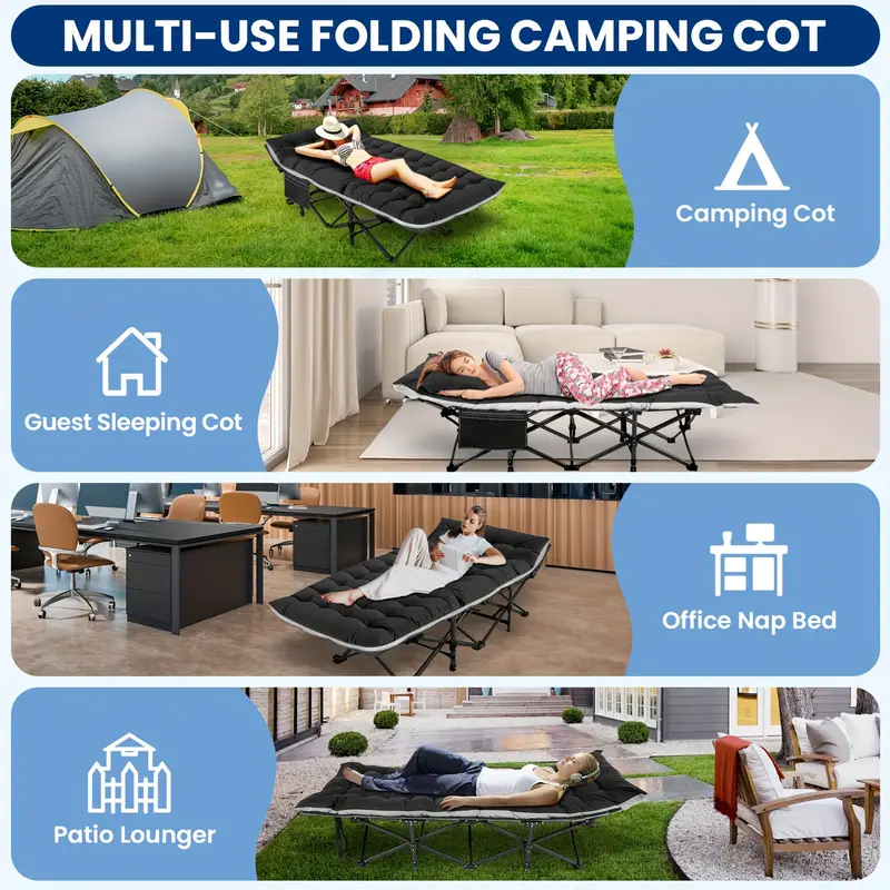 product high quality camping equipment metal folding bed travel beds fold away oxford adults camping bed foldable for outdoor-8