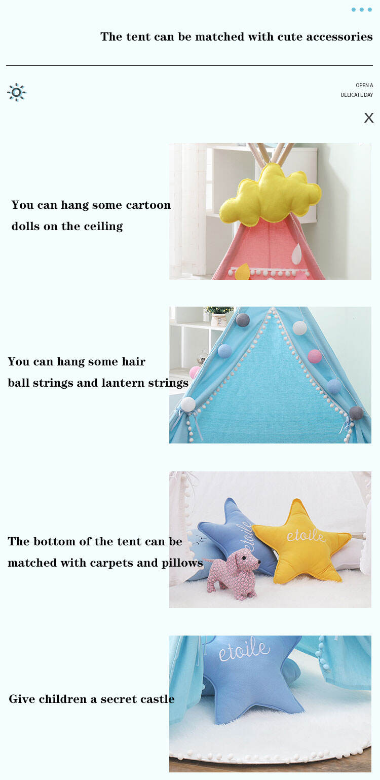 product ce new style wholesale portable foldable indian teepee kid castle tent cheap price children tents for small kids to play-12