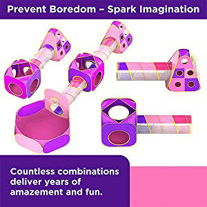 product playhouse popup tent canopy girls boys castle hide n side 5pc kids ball pit tents and tunnels play tunnel tent for children-5