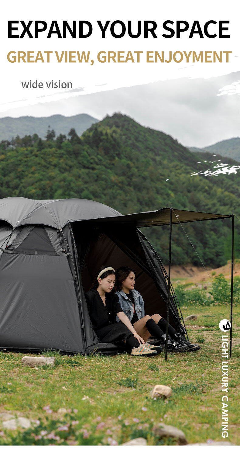 product outdoor 210t anti tear seams dome ball tent waterproof windproof hiking beach layer black out camping clamping tent black tent-9