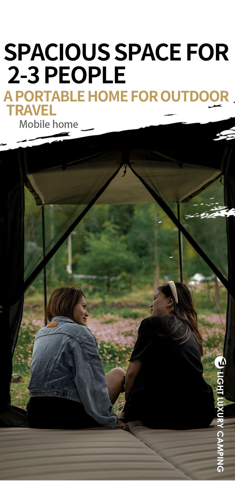 product outdoor 210t anti tear seams dome ball tent waterproof windproof hiking beach layer black out camping clamping tent black tent-15