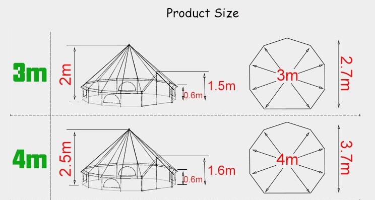 Outdoor Large Yurt Bell Tent 5m 6m Glamping Luxury 4-season Waterproof Cotton Canvas Bell Tent details