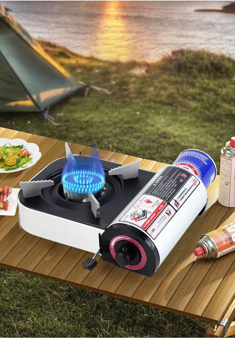 High Quality Camping Accessories BBQ Hiking MINI Tourist Burner Cooker Portable Stove Folding Portable Camping Gas Stove manufacture