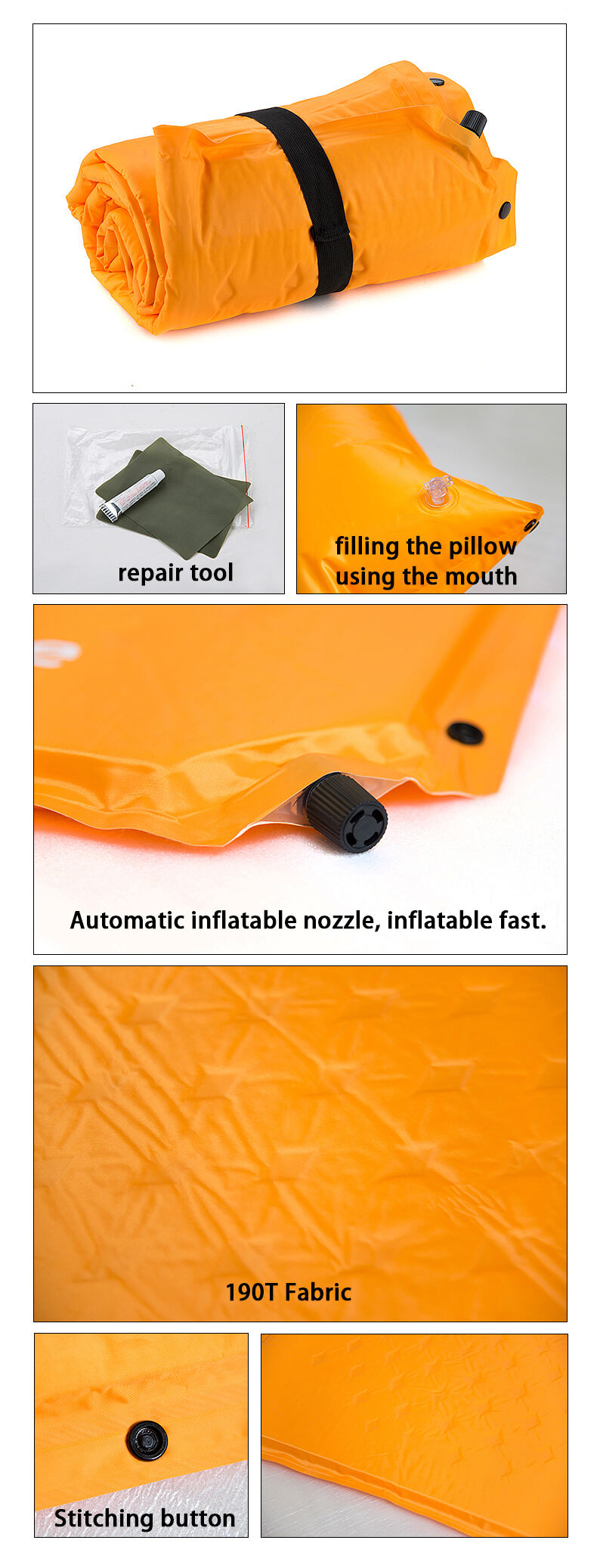 product sleeping camping trekking mat with pillow mattress self inflating pad portable waterproof bed lightweight-7