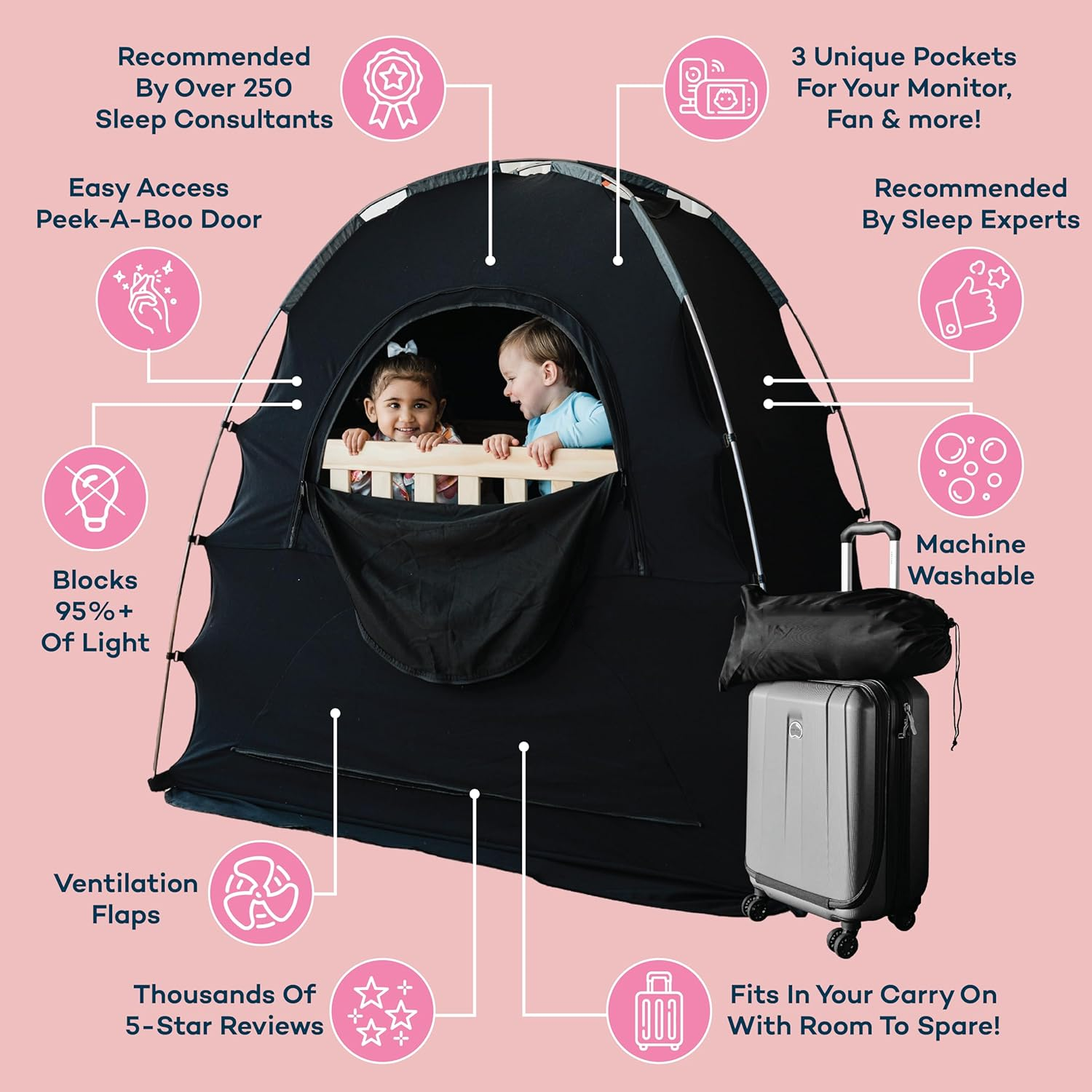product blocks 95 light baby blackout tent sleep pod kids the original blackout sleep tent travel essential for babies and toddlers-8