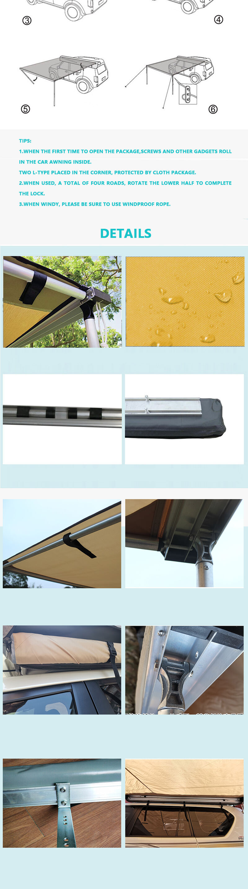 product portable outdoor umbrella roof cover uv car cover umbrella auto markise sun shade tent camping for car roof-8