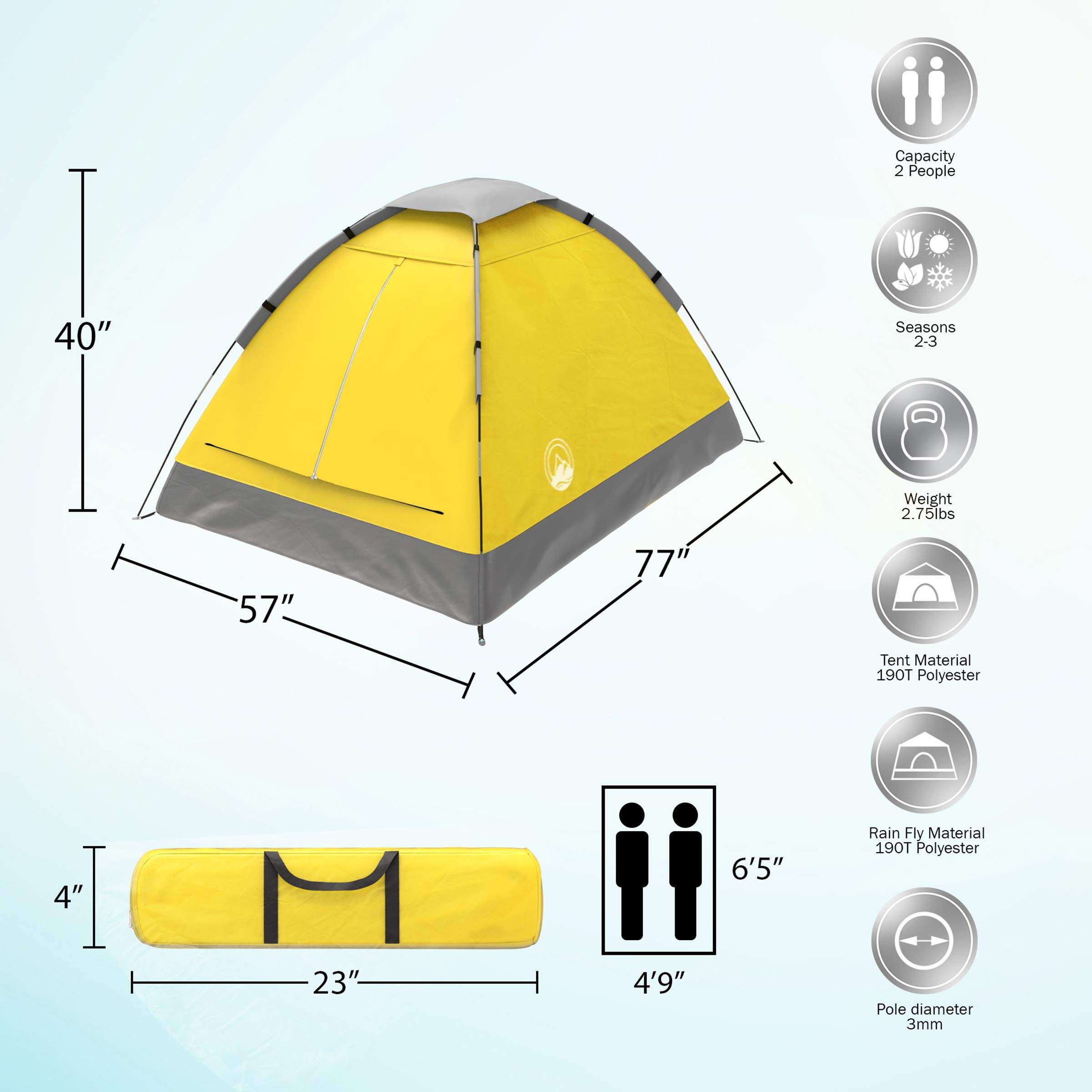 2-Person Lightweight Dome Tent for Camping Hiking Backpacking Beach Camping-Family Outdoor Tent factory