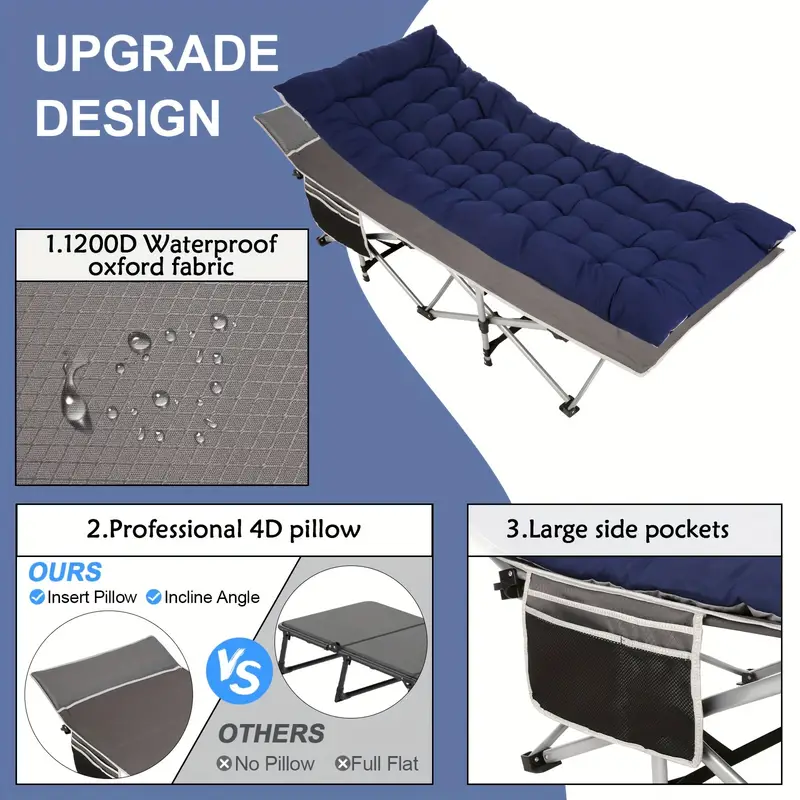 product high quality camping equipment metal folding bed travel beds fold away oxford adults camping bed foldable for outdoor-3