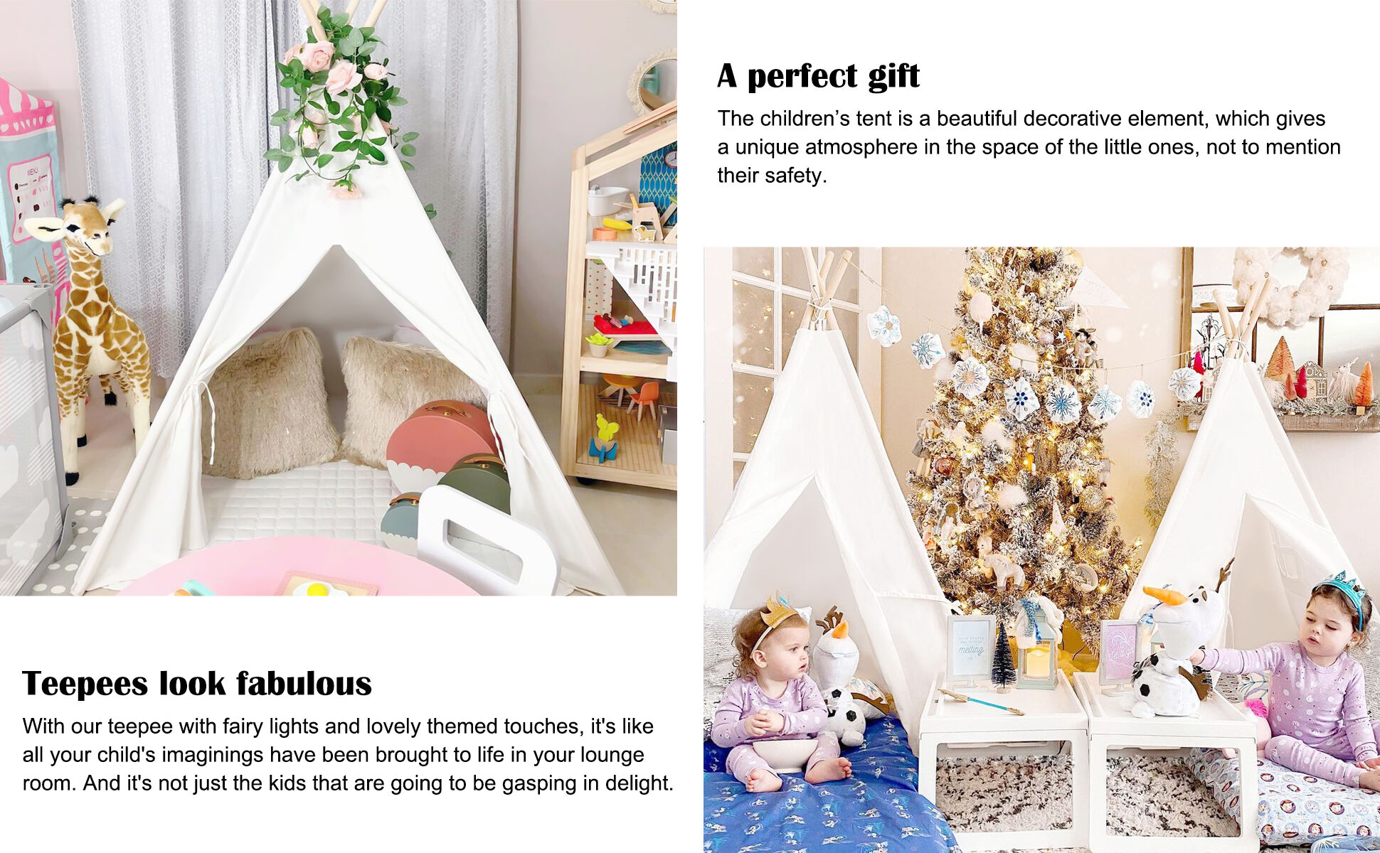 product natural cotton canvas children child toddler kids play tent house foldable indoor teepee tent for kids tipi tent for children-7