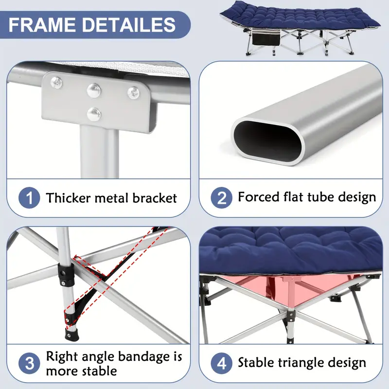 product high quality camping equipment metal folding bed travel beds fold away oxford adults camping bed foldable for outdoor-4