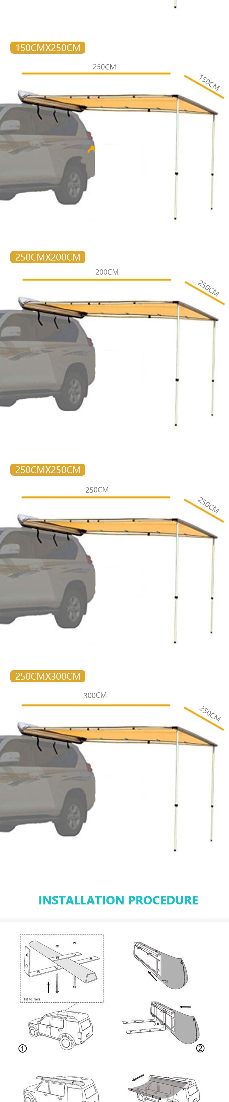 product portable outdoor umbrella roof cover uv car cover umbrella auto markise sun shade tent camping for car roof-7