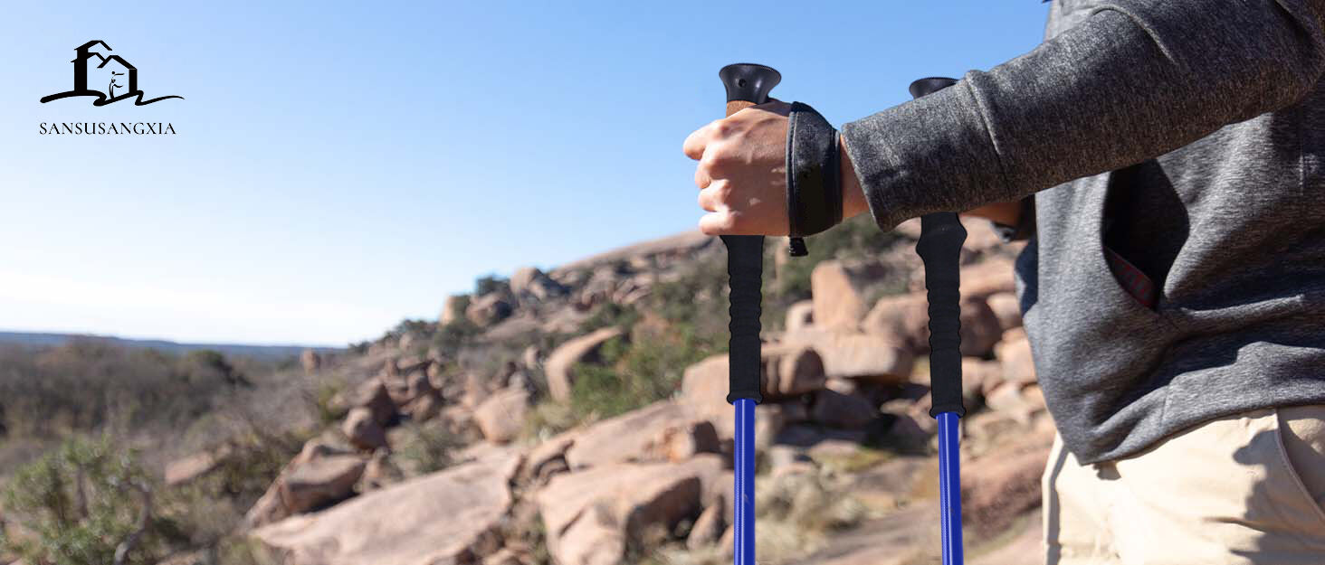 product backpacking gear cork grip duralumin 7075 trekking pole tent aluminum collapsible tracking walking hiking sticks trekking poles-3