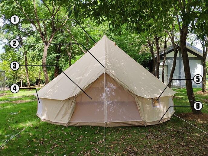 Outdoor Large Yurt Bell Tent 5m 6m Glamping Luxury 4-season Waterproof Cotton Canvas Bell Tent factory