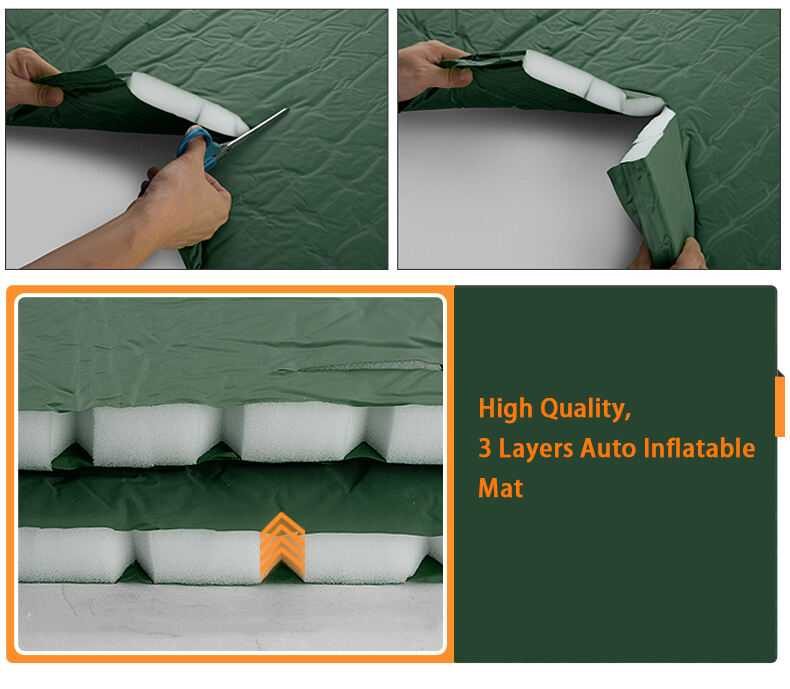product sleeping camping trekking mat with pillow mattress self inflating pad portable waterproof bed lightweight-6
