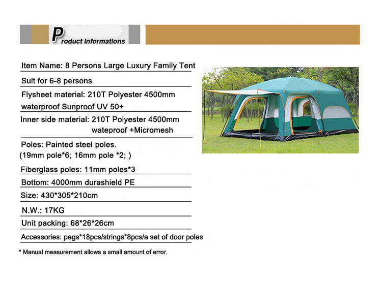 China Suppliers Luxury Large Size Wind Resistant Outdoor Family Camping Hexagonal Beach Tent for Camping Hiking factory