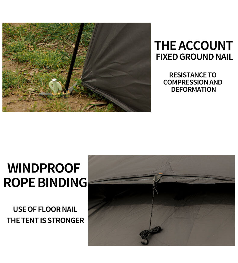 product outdoor 210t anti tear seams dome ball tent waterproof windproof hiking beach layer black out camping clamping tent black tent-11