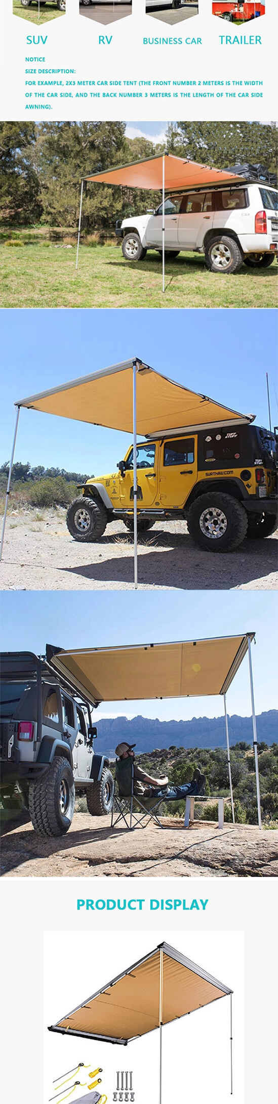 product portable outdoor umbrella roof cover uv car cover umbrella auto markise sun shade tent camping for car roof-5
