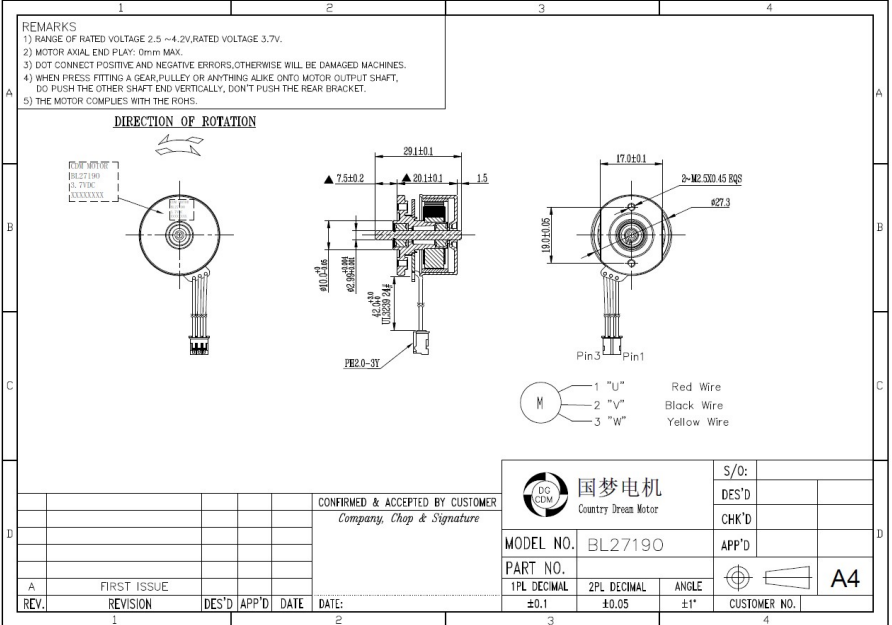 BL2719O 27mm 10000 RPM Outer Rotor BLDC Motor Electric Motors for Hair Trimmer manufacture