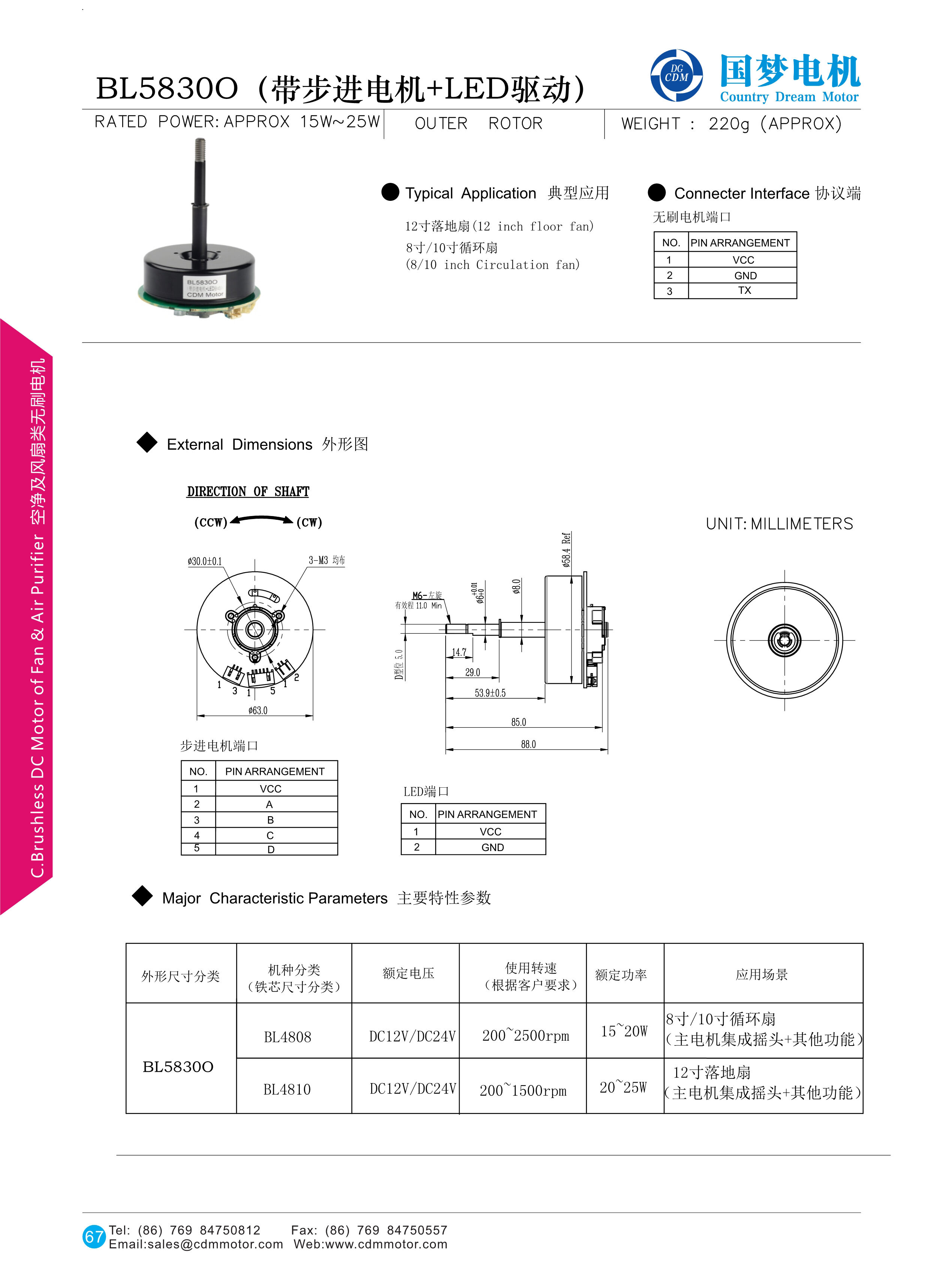 product bl5830 bldc pedestal fan motor 1400rpm-3