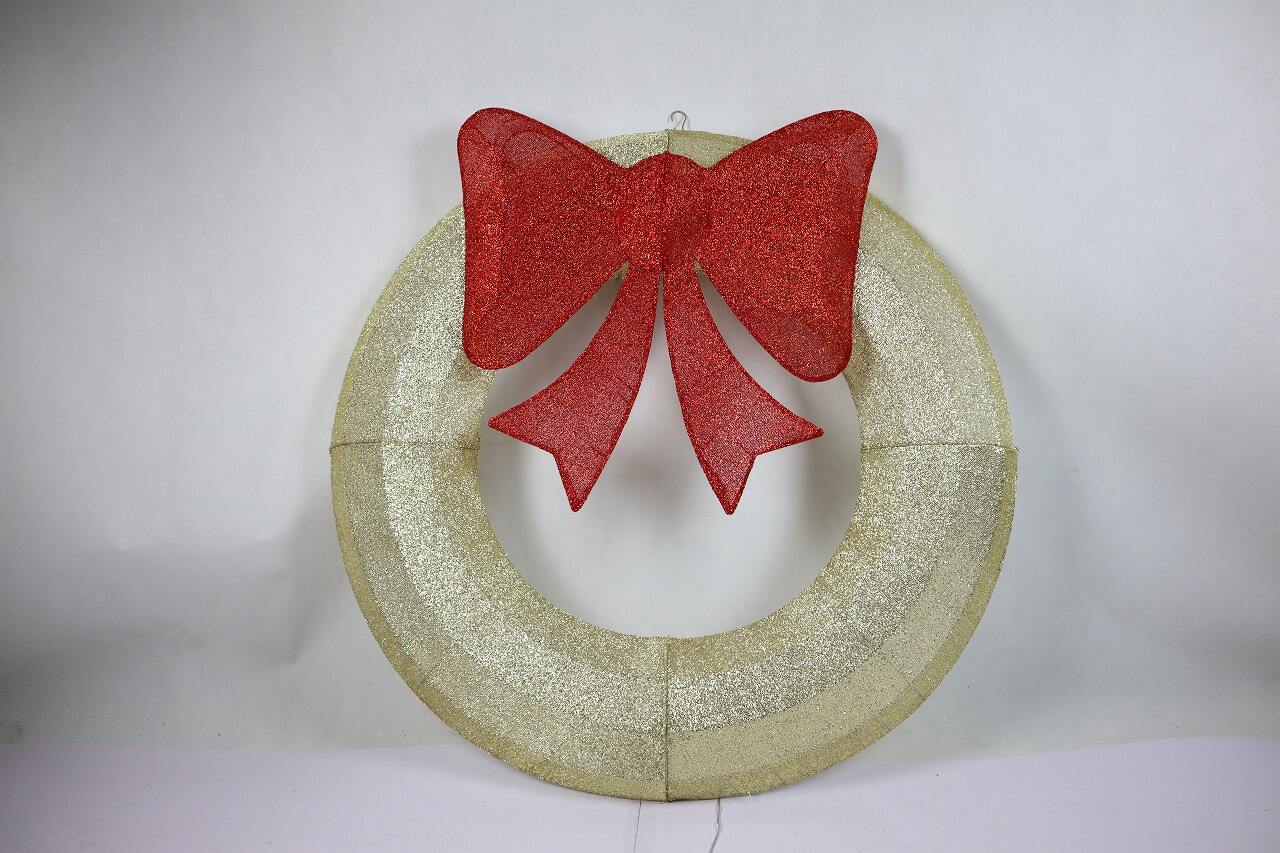 product custom 48in 230l fabric wreath with bow motif led light for home garden festival christmas holiday decoration-12