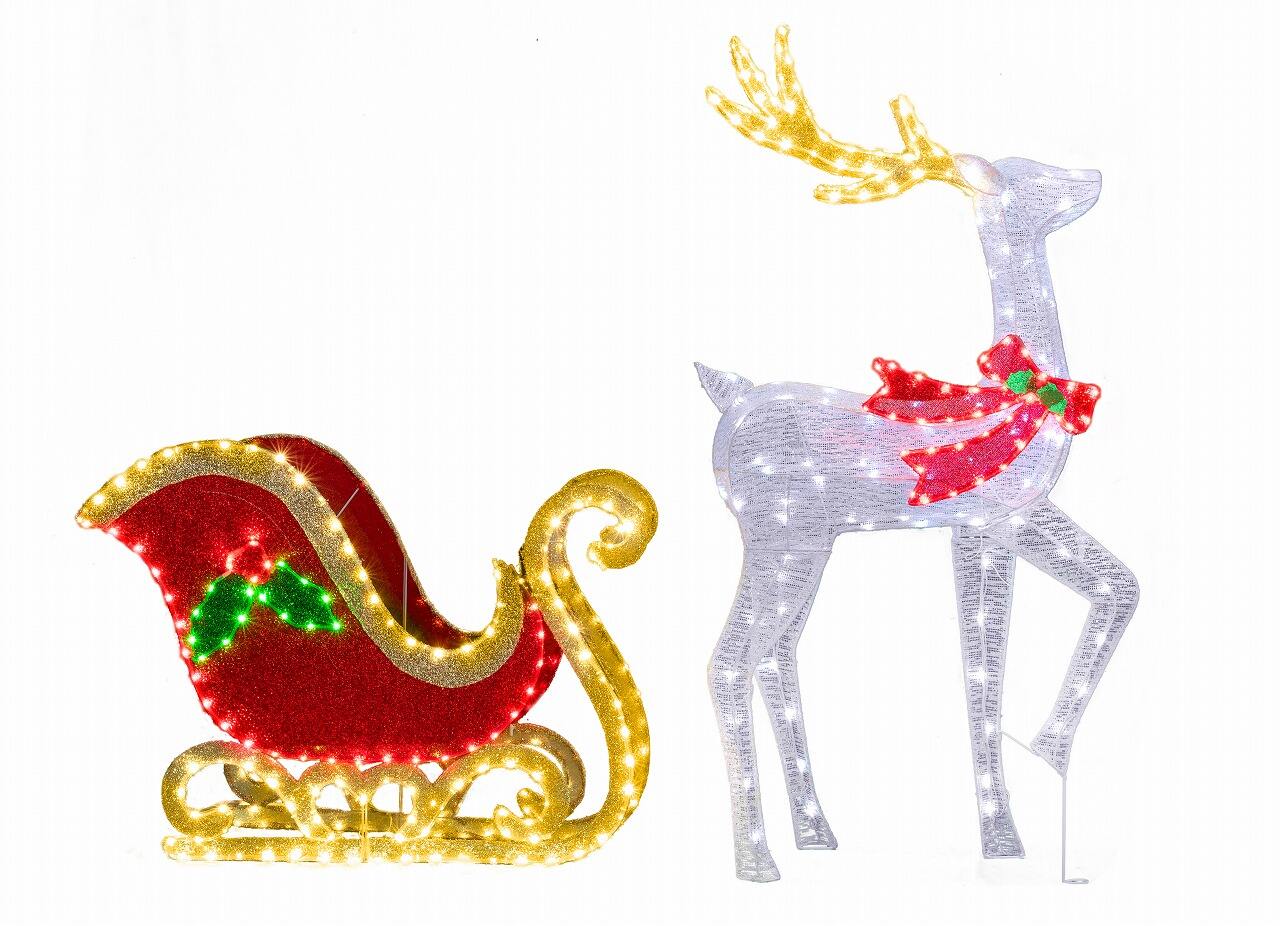 product customized high quality 3d 62in deer with 38in sled led motif lights outdoor christmas decorations-12