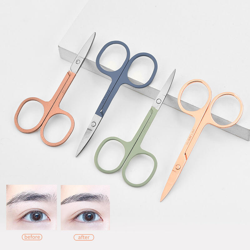 High Quality Stainless Steel Custom Color Scissors Beauty Tool Curved Eyebrow Scissors manufacture