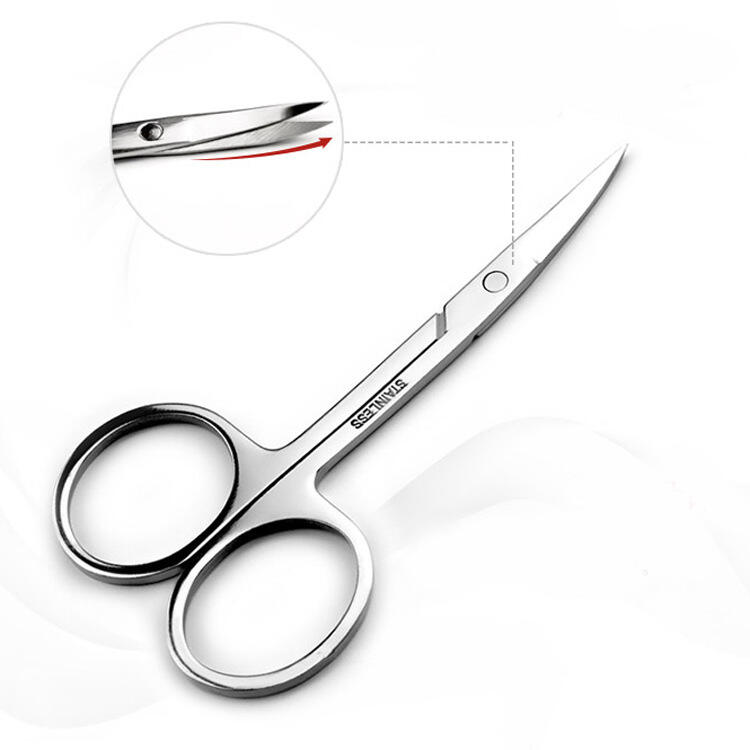 High Quality Stainless Steel Custom Color Scissors Beauty Tool Curved Eyebrow Scissors manufacture