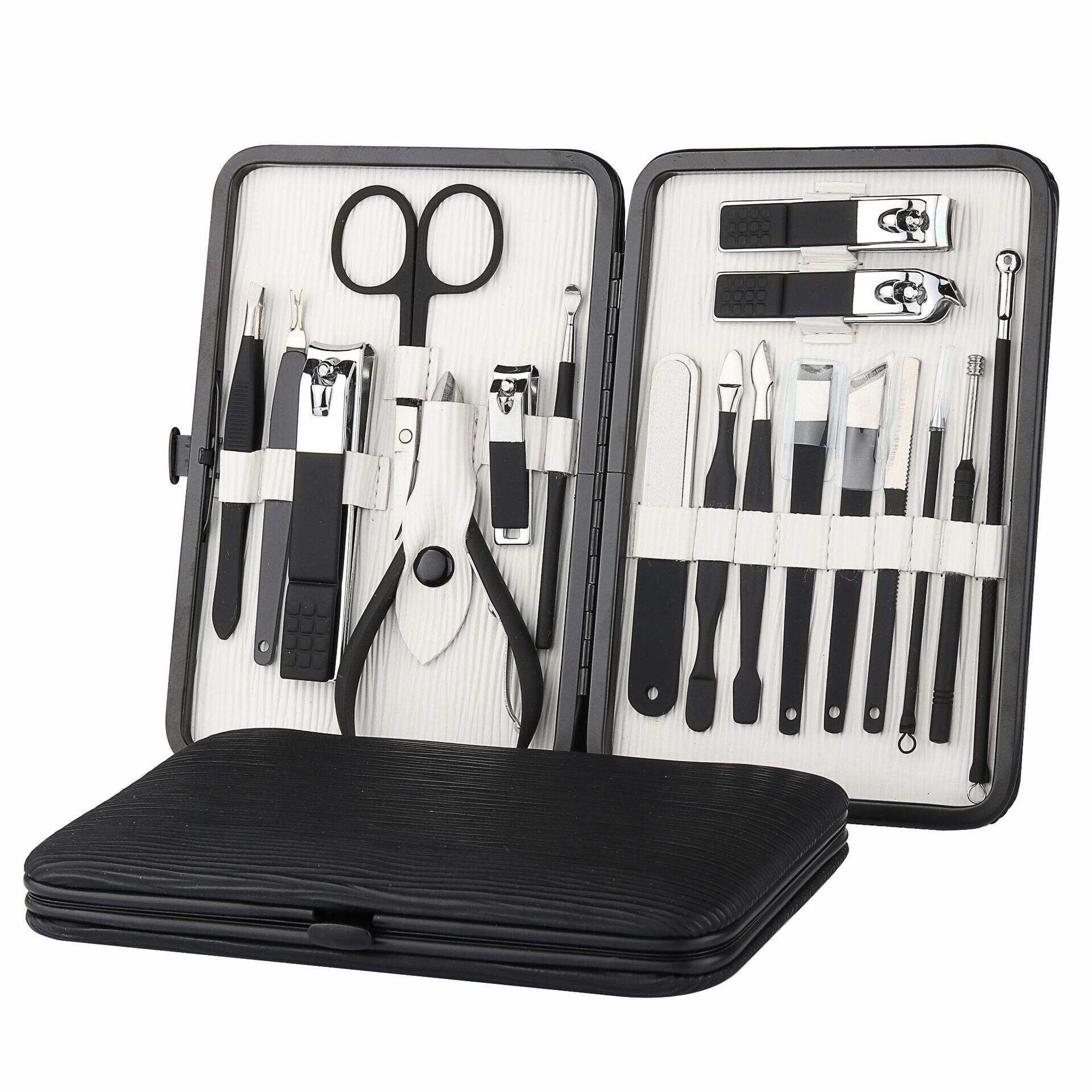 Factory Direct Sales Pedicure Tool Manicure Set 18 Black Nail Clipper Travel Set manufacture