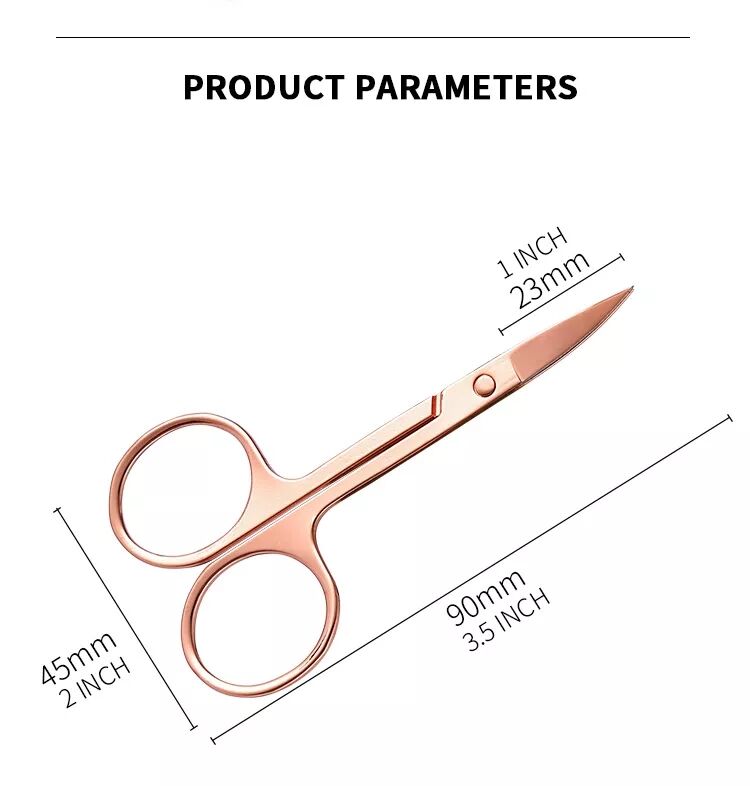 High Quality Stainless Steel Custom Color Scissors Beauty Tool Curved Eyebrow Scissors supplier
