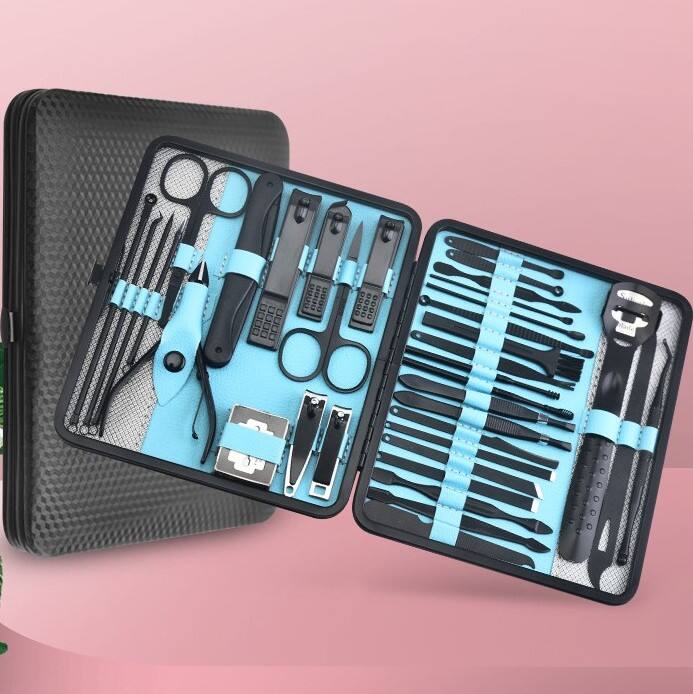 High Quality 36 Pcs Nail Clipper Set Beauty Tool Black 36/25/20/15/10 in 1pedicure Manicure Set details