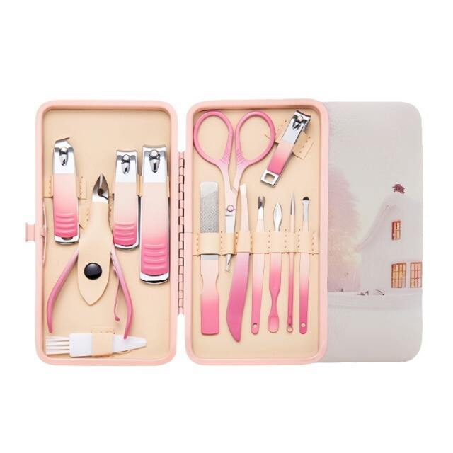 Wholesale Professional Custom Logo Beauty Tool 7/10/13/19 Pcs pink Manicure Set supplier