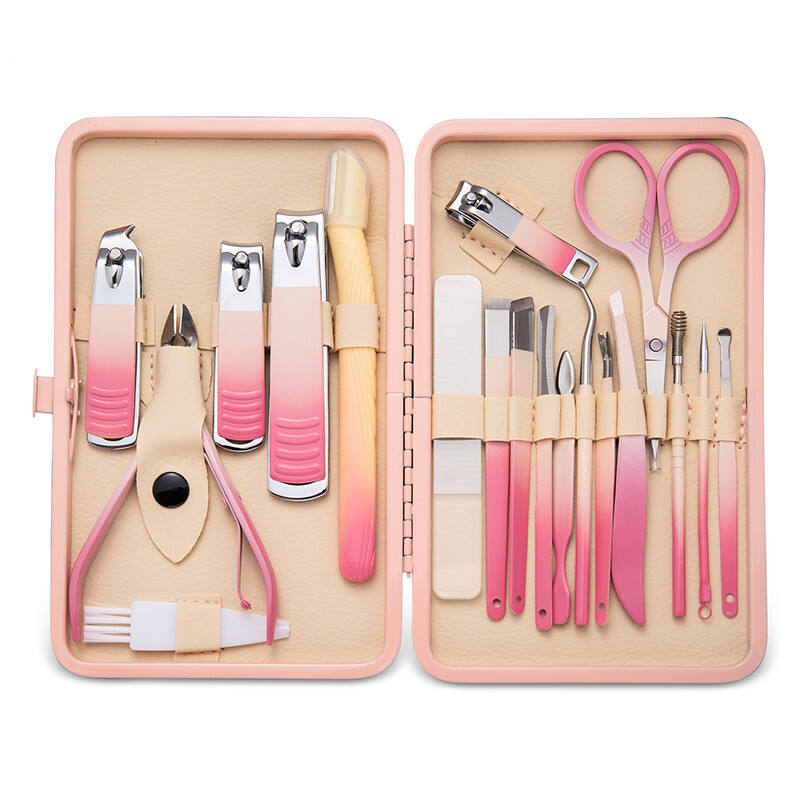 Wholesale Professional Custom Logo Beauty Tool 7/10/13/19 Pcs pink Manicure Set supplier