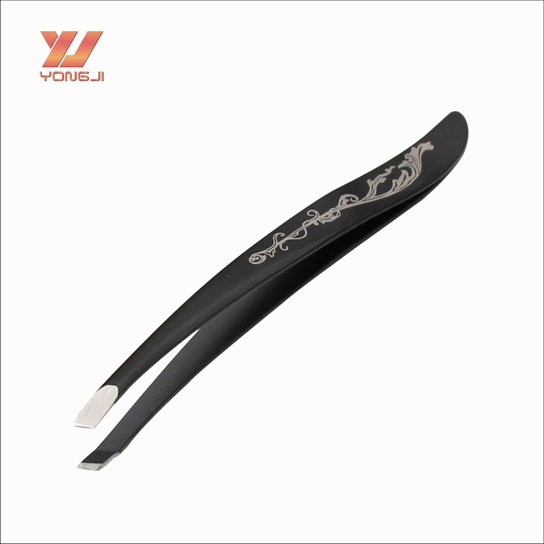 Wholesale Black Beauty Tool Set Stainless Steel Eyebrow Tweezers with Slanted Tip manufacture