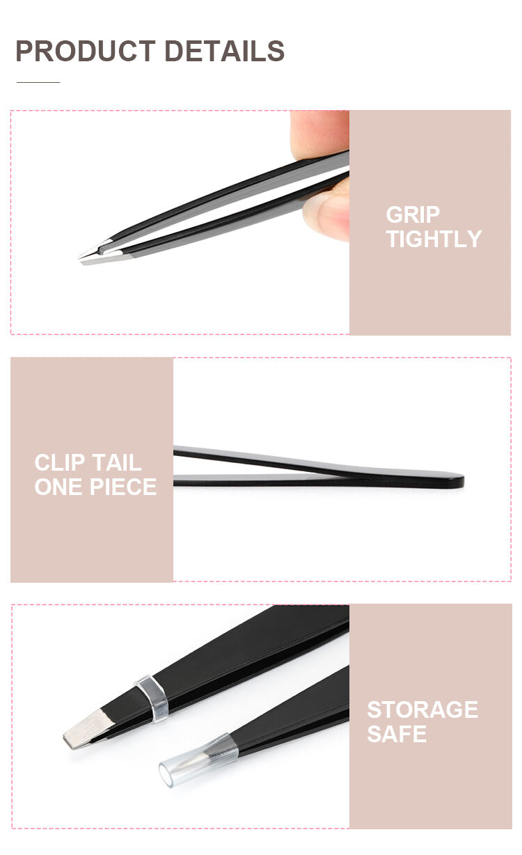 Factory Price Wholesale Popular Eyebrow Tweezer Beauty Tool Black Eyebrow Tweezers details