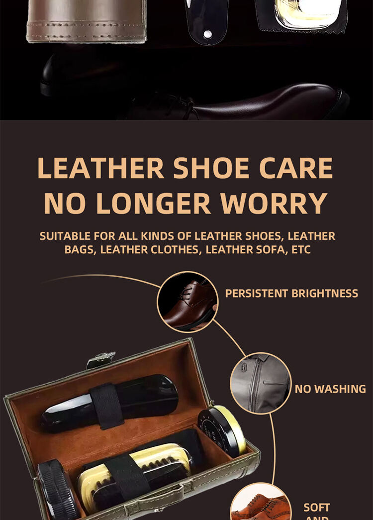 Best Quality Black Manufacture Travel Leather Shoe Shine Kit with Factory Price factory