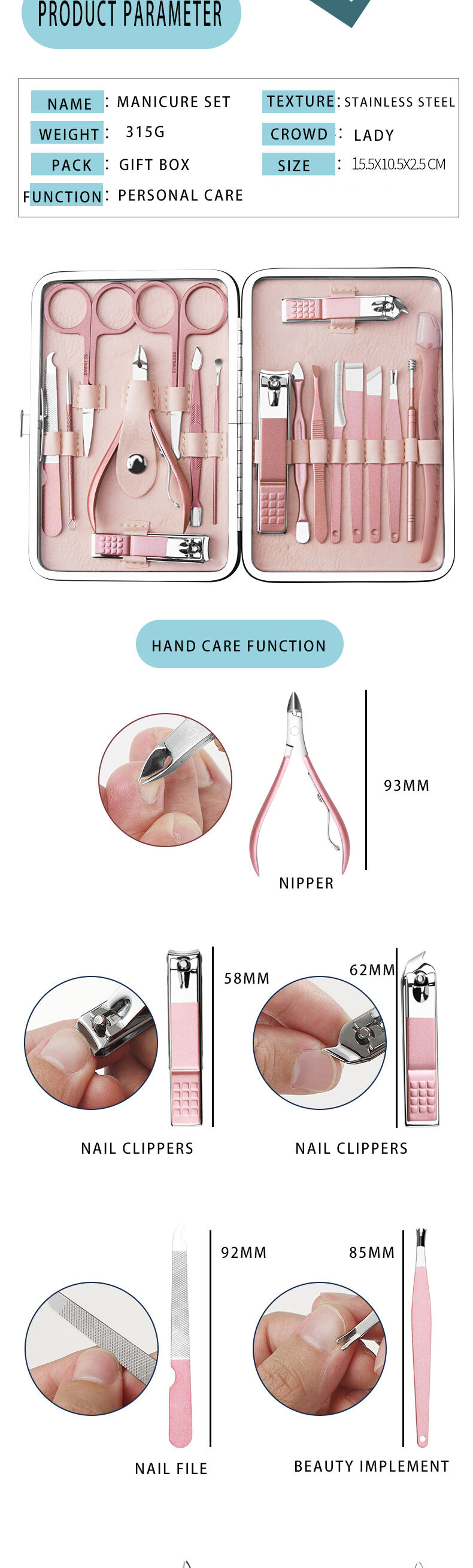 Factory Direct Price Nail Cutter Set Manicure Set Kit Pedicure Tools Beauty Set supplier