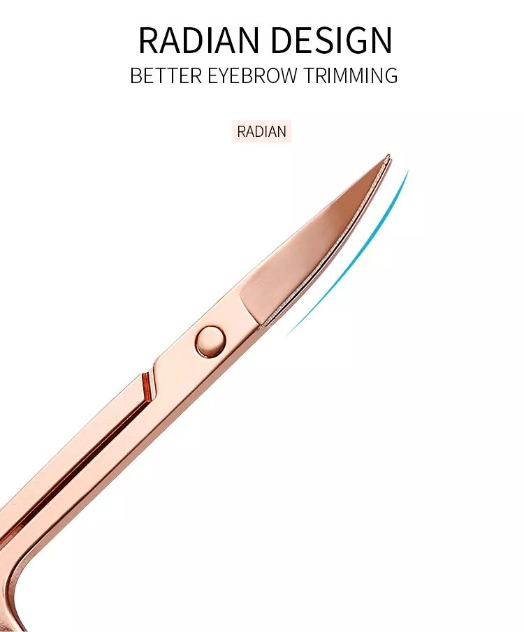 High Quality Stainless Steel Custom Color Scissors Beauty Tool Curved Eyebrow Scissors manufacture