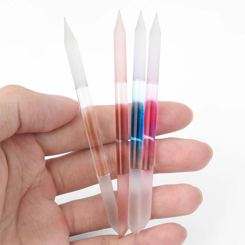 Hot Sale Glass Nail File with swarovski Crystals Fullsize Custom Glass Nail File Leather case factory