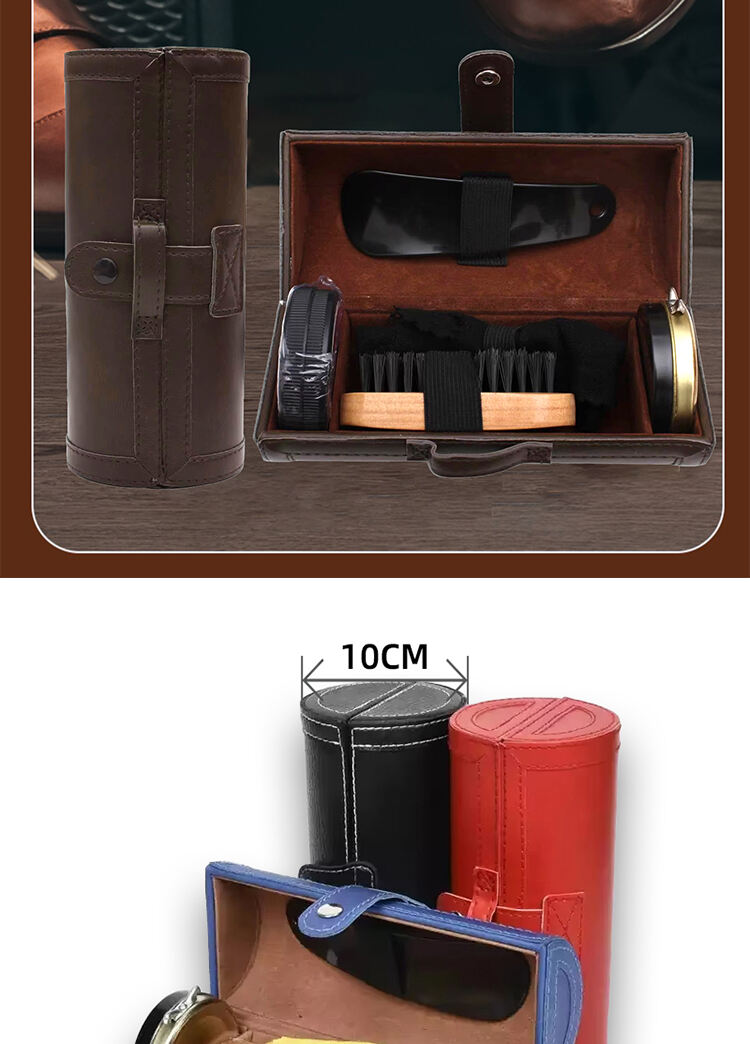 Best Quality Black Manufacture Travel Leather Shoe Shine Kit with Factory Price supplier
