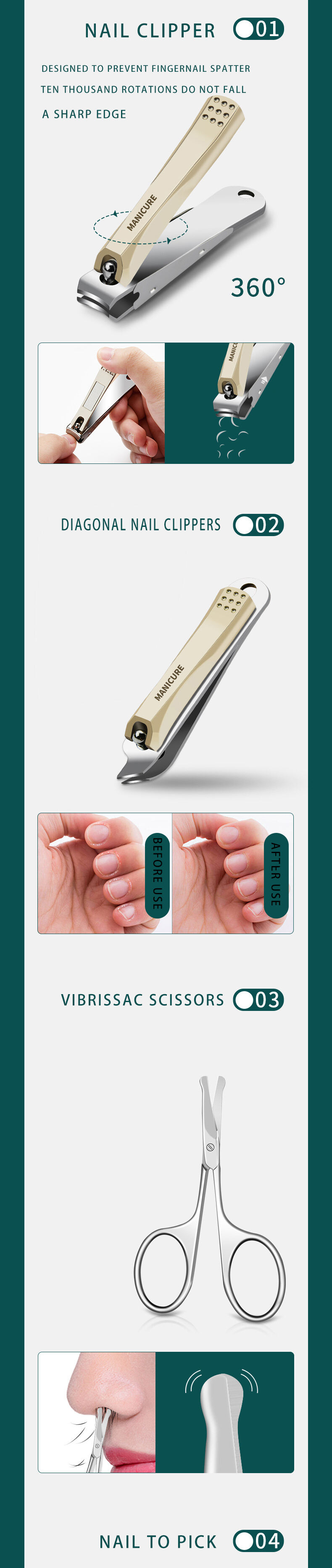 Factory Direct Stainless Steel Nail Clipper Kit Pedicure Tools 7 Pcs Manicure Set manufacture